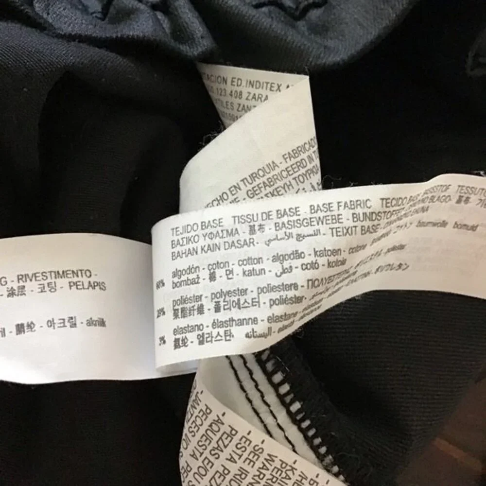 Zara Black Coated Baggy Paperbag Waist Pants 2